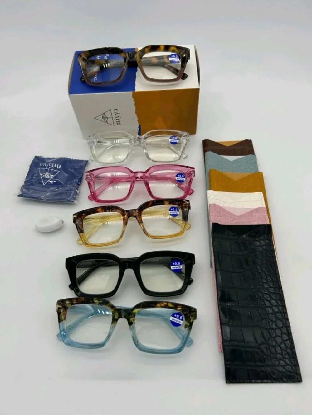 MIYYA 6-Pack Blue Light Blocking Glasses Oversized Fashion Eyeglasses for Women